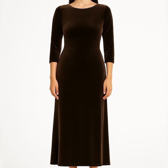 Vintage 90’s Velvet Midi Dress Chocolate Brown crushed grunge Whimsigoth size M - Picture 8 of 8